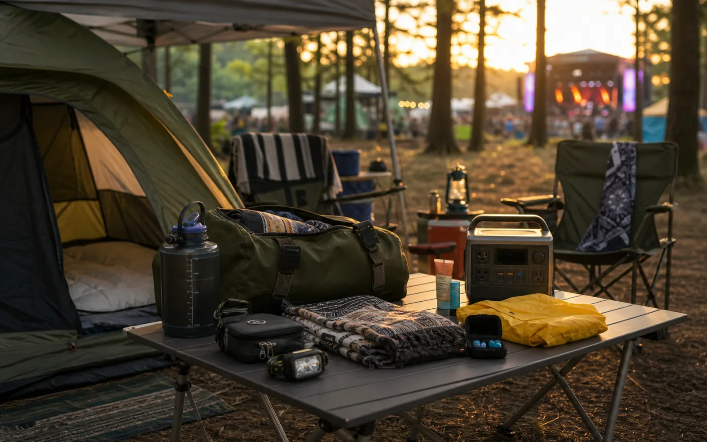 Camping festival pack visual.